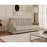 MOEBLO Schlafsofa TINA, 3-Sitzer Schlafsofa mit Bettkasten, Click-Clack-Funktion, Bonellfederung und Lincoln-Cordstoff, Couch Polstermöbel Sitzmöbel Wohnzimmermöbel Kippsofa Beige Taupe, (BxHxT): 211 x 90 x 97 cm