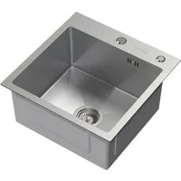 ML-DESIGN Küchenspüle Spülbecken aus Edelstahl, mit Ab- und Überlaufgarnitur & Siphon, 45/45 cm, Silber Einzelbecken Waschbecken Küche Spüle Edelstahlspüle