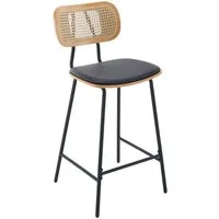 WAHSON OFFICE CHAIRS Barhocker 2er Set Rattan Barstuhl mit Metallbeinen Sitzfläche aus Kunstleder