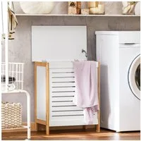 SoBuy Wäschetruhe FSS66, Badkommode Badschrank Wäscheschrank Badezimmerschrank, Wäschekorb Wäschebox Wäschesammler Wäschetonne mit Deckel