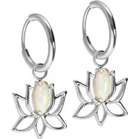 FILANGO Paar Creolen Titan Ohrclicker Creolen LOTUSBLÜTE + SYNTHETISCHER OPAL (Creolen, 1-tlg)