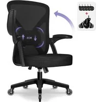 Hiazurm Bürostuhl Bürostuhl,Chefsessel aus Mesh,Ergonomischer Schreibtischstuhl (Verstellbarer Armlehnen, Lendenwirbelstütze,Drehstuhl Wippfunktion,Atmungsaktiv), Verlängerte und Verbreiterte Rückenlehne, Bis 155 kg,Schwarz