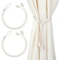 FOUORTUNATE-BEE Raffhalter Boho Vorhanghalter 2er Set Weiß Verstellbare Gardinenbänder Raffhalter, (2-tlg), Gardinen Raffhalter für Wohnzimmer Schlafzimmer Büro Fensterdeko