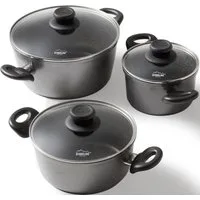 STONELINE Topf-Set, Aluminium (Set, 6-tlg., 1x Kochtopf Ø 16 cm, 1x Kochtopf Ø 20 cm, 1x Kochtopf Ø 24 cm), Induktion