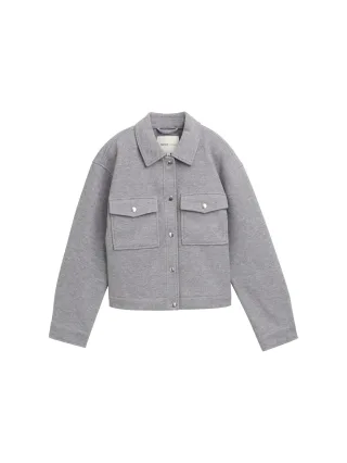 Denim Tom Tailor - Overshirt in Woll-Optik cement grey mélange - Gr. - S