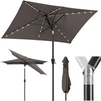 Sekey Sonnenschirm 210 x 140 cm Aluminum Sonnenschirm mit LED-Solar-Beleuchtung, LxB: 210,00x140 cm, UV50+ Sonnenschutz, kippbarer rechteckiger Gartenschirm mit Kurbel