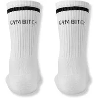 Made by Nami Socken Crew Socks aus Baumwolle, weiße Retro Tennissocken, Herren & Damen Socken mit Sprüchen, "GYM B*tch"