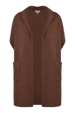 Milano Italy - open cardigan with oversized shoulders choco - Gr. - M