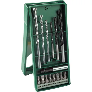 Bosch Mini-X-Line Mixed-Set, 15-teilig, 3 Stein-, 3 Holzbohrer, 8 Schrauberbits - 2607019579