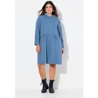 Ulla Popken Midikleid Hoodiekleid A-Linie Sweat Kapuze Raffbänder