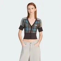 adidas Originals T-Shirt KARIERTES TOP MIT V-AUSSCHNITT UND KNÖPFEN (1-tlg)