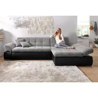 DOMO collection Ecksofa MORIC 300x172 cm, XXL-Sofa mit viel Platz, L-Form, auch in Cord, wahlweise mit Bettfunktion und Armteilverstellung, schwarz-weiß-grau