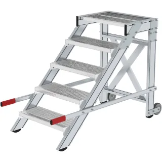 Munk Arbeitspodest fahrbar, Stufenbreite 600 mm, Stahl-Gitterrost - 050433