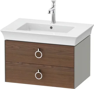 Duravit White Tulip Waschtischunterbau wandhängend Amerikanischer Nussbaum & Stein Grau Matt & Seide WT435107792