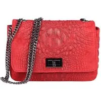 ITALYSHOP24 Schultertasche MADE IN ITALY Damen ECHTLEDER Tasche Umhängetasche Crossbody Bag Kroko, Leicht, Minibag Clutch CrossOver Bodybag Brustbag & Handytasche, Kette