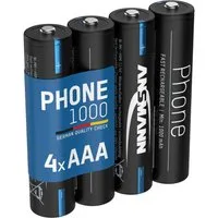ANSMANN AG Akku Telefon AAA, 1000 mAh NiMH 1,2V - 4 Stück wiederaufladbar Akku 1000 mAh (1.4 V)