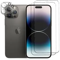 CoolGadget Schutzfolie Panzerfolie für iPhone 14 Pro, (Spar-Set 4in1, 2x Displayschutz, 2x Kameraschutz), Panzerglas Schutzfolie für Apple iPhone 14 Pro Folie
