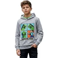 Minecraft Hoodie Minecraft Hoodie Kinder grau meliert Creeper Kapuzenpullover Minecraft Kinder Kapuzensweatshirt
