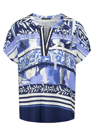 Betty Barclay - Longbluse Blau/Weiß - Gr. - 38