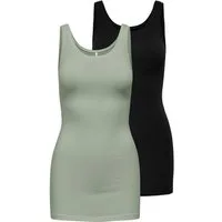 ONLY Tanktop ONLLIVE – Slim-Fit Tanktops mit Stretch für optimalen Sitz (Packung, 2-tlg., 2er-Pack) slim fit, casual, Jersey, Baumwollmischung, Rundhals