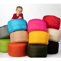sunnypillow Sitzsack Runder Sitzpouf mit abnehmbarem Bezug, Sitzsack - Hocker rund 25 x 45 cm cremefarben
