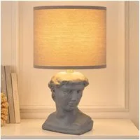 GLOBO LIGHTING Tischleuchte, Leuchtmittel nicht inklusive, Tischlampe Beistellleuchte Textil Keramik grau Statue Skulptur