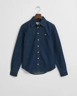 GANT - Regular Fit Jeansbluse dark blue - Gr. - 40
