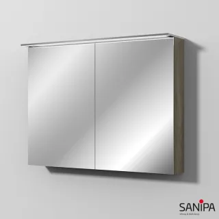 Sanipa Reflection Spiegelschrank MALTE 100 mit LED-Aufsatzleuchte, Eiche-Nebraska SD15437