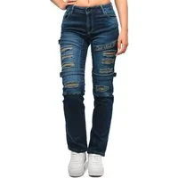 Cipo & Baxx Regular-fit-Jeans Damen Regular Fit Hose Stonewashed BA-WD529 (1-tlg) Stonewashed mit destroyed Effekten