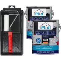 plid Weißlack Premium Möbellack Weisslack Türenlack Holzlack Lackierset, Schnelltrocknend, verarbeitungsfertig