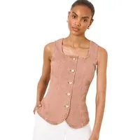 LIPSY Jeansweste Lipsy Demim-Weste mit Carré-Ausschnitt, Regular (1-tlg)