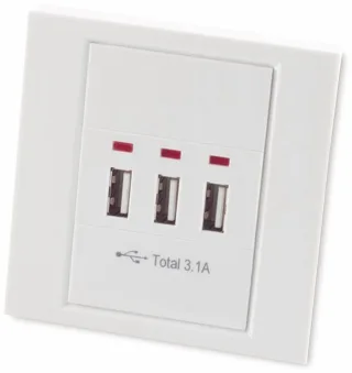 S-IMPULS USB-Unterputzdose, 3x USB, 15 W, 3,1 A, weiß