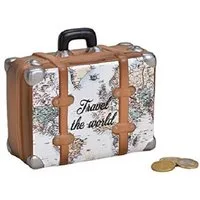 Wurm Spardose Spardose Sparschwein Sparbüchse Koffer Travel the world 14x13x6 cm