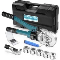 XERSEK Kneifzange Hydraulische Presszange V-Kontur Rohrpresszange Crimpzange, Presswerkzeug Handpresszange V12 V15 V18 V22 V28, Backeneinsätze mit Rohrabschneider, für Kupferrohr Und Verbundrohr