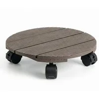 Floordirekt Pflanzenroller Countess, rund aus WPC 30x30 cm, mit Bremse, Rolluntersetzer bis 80 kg, (1-St), stabile 360 Grad Lenkrollen, ideal für Blumentöpfe & Pflanzkübel