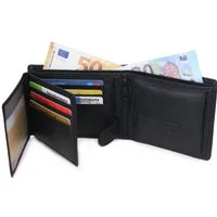 Frentree Geldbörse 12 Kartenfächer und RFID-Schutz, aus echtem Nappaleder, Querformat Portemonnaie, mit Geschenkbox, Herren