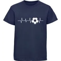 MyDesign24 T-Shirt Kinder Fussball Print Shirt - Herzlinie mit Fussball Bedrucktes Jungen und Mädchen Fussball T-Shirt i462