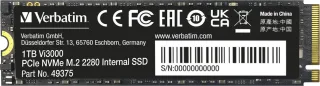 Verbatim Vi3000 PCIe NVMe SSD 1TB | 49375-483 | M.2 2280 / M-Key / PCIe 3.0 x4