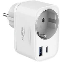 ANSMANN AG Funksteckdose Steckdosenadapter 20W, USB C & USB A Ladegerät zum Schnellladen