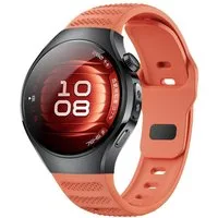 Wigento Smartwatch-Armband Für Huawei Watch 5 46mm Punktmuster Design Silikon Arm Band Orange, Silikon Armband mit Punktstruktur