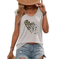 PYLIKE V-Shirt Damen Sommer bequemes Casual Basic V-Shirt mit Ärmellos T-shirt Bequem für Freizeit und Büro,Strandurlaub