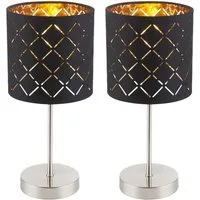 GLOBO LIGHTING LED Tischleuchte, Leuchtmittel inklusive, Warmweiß, 2er Set Nacht Tisch Lampen Schlaf Zimmer Lese Leuchten-