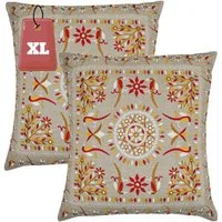 Marrakesch Orient & Mediterran Interior Zierkissen 2er Set Boho Kissenbezug Lodge orientalisch aus Baumwolle in Rot 50 cm, (2 St)