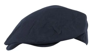 Flache Herrenmütze aus Leinen in Creme & Denim - Denim Blue