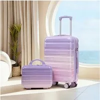 REDOM Kofferset Spinner-Kofferset, 4 Rollen, (mit Seitenhandgriffen, Schutzfüßen – Integriertes Zahlenschloss & 14" Kosmetiktasche, 2 tlg)