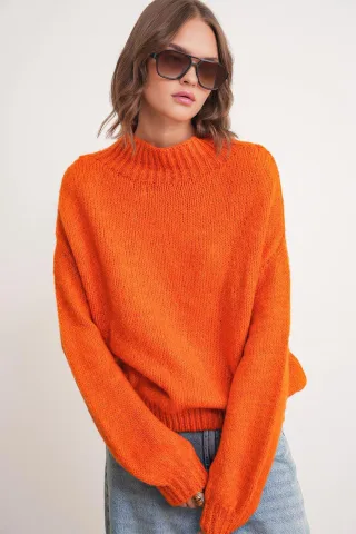 Lockerer Fit Rundhals Dicken Strickpullover