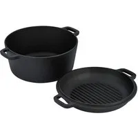 GRÄWE Kochtopf Dutch Oven CI 350, Ø 26 cm, 2-in-1 Brat- und Kochtopf, Gusseisen
