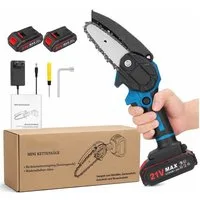 GARRYFIZH Akku-Säge Mini Akku SäGe HandgefüHrte SäGe Elektrische KettensäGe, 4 Zoll 2 Batterien Lange Leiterplatte