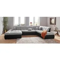 DOMO collection Wohnlandschaft PB MORIC wahlweise mit Bettfunktion und Armteilverstellung U-Form, XXL-Format B/T/H: 353/216/80 cm, feine Steppung, incl. Zierkissen