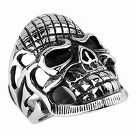 Taffstyle Fingerring Herren Ring Edelstahl Totenkopf Strinband Silber, Herren Edelstahl Massiv Breit Herrenring Männer Biker Rocker Schmuck